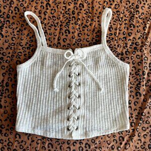 Forever 21 corset style lace up gauze summer tank top
